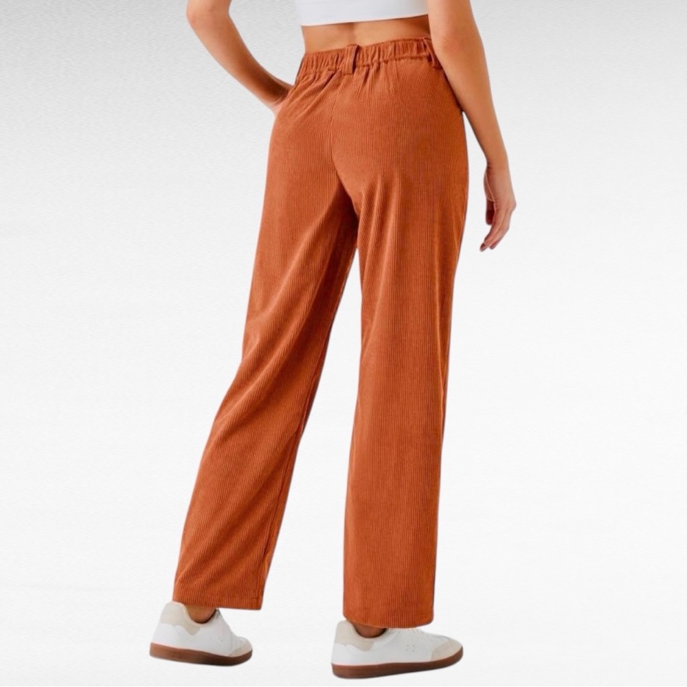 HALARA | Bombay Brown Mid Rise Button Zipper Side Pocket Casual Corduroy Pants - Picture 3 of 10